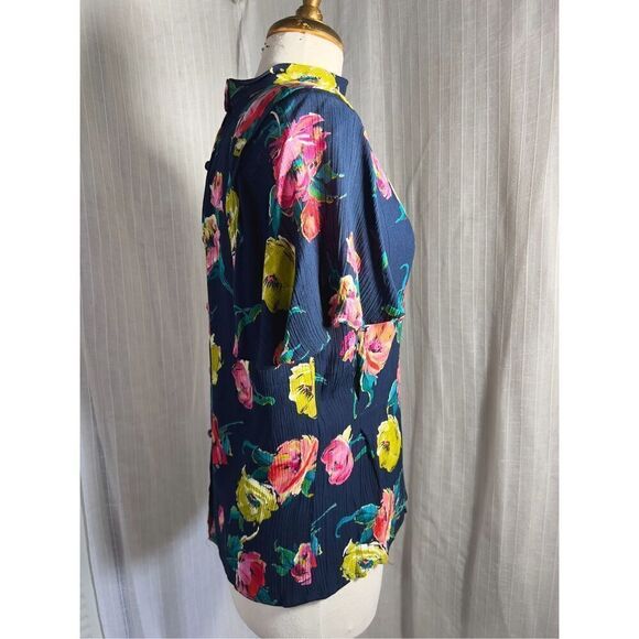 Anne Klein Women's Navy Floral Blouse - Size 8 - Picture 5 of 5